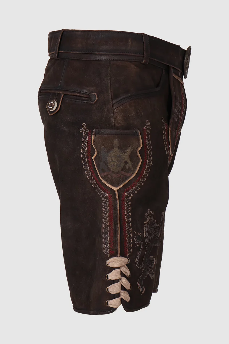 Kruger Men's Lederhosen "fearless" with belt dark brown