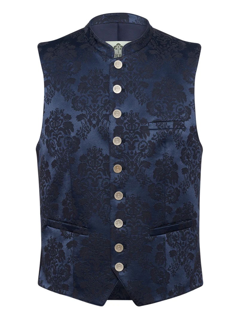Herrenweste mit Stehkragen aus Stretch-Jacquard