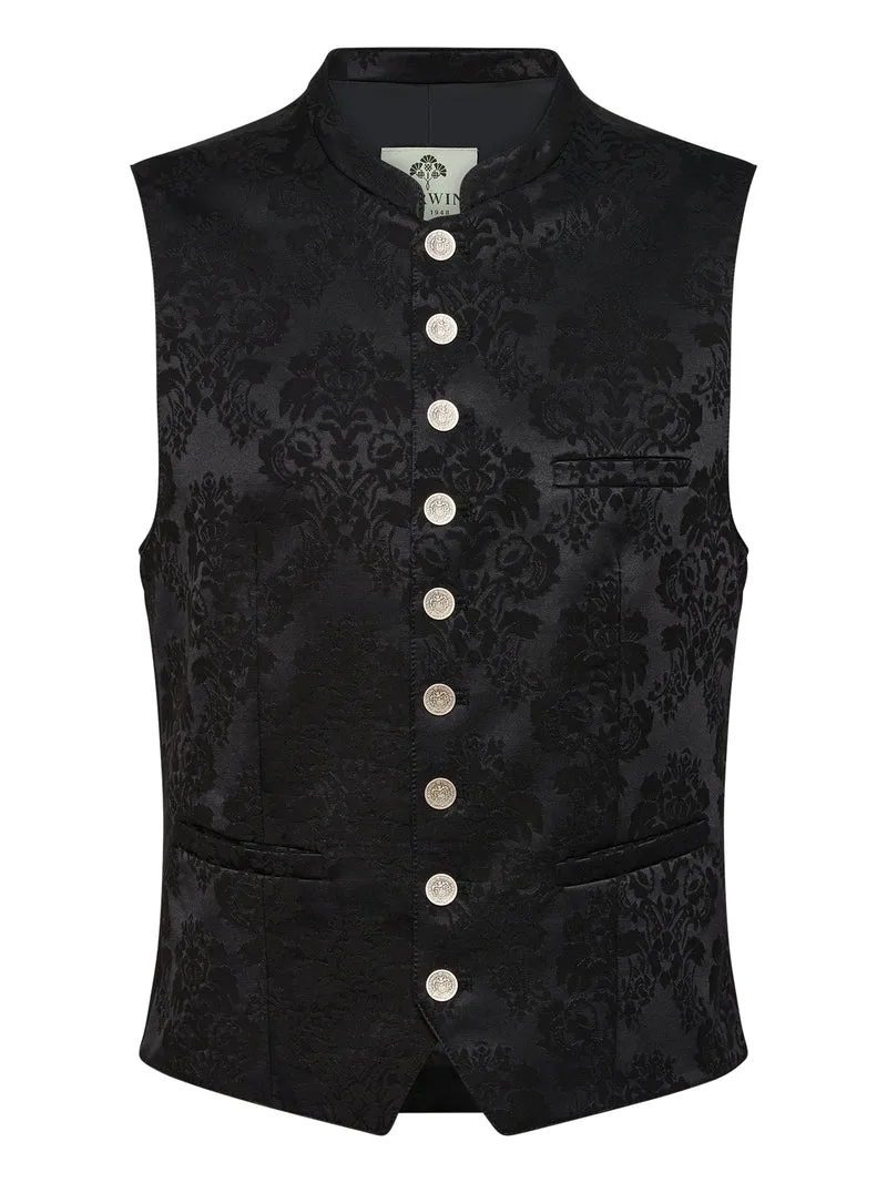 Herrenweste mit Stehkragen aus Stretch-Jacquard