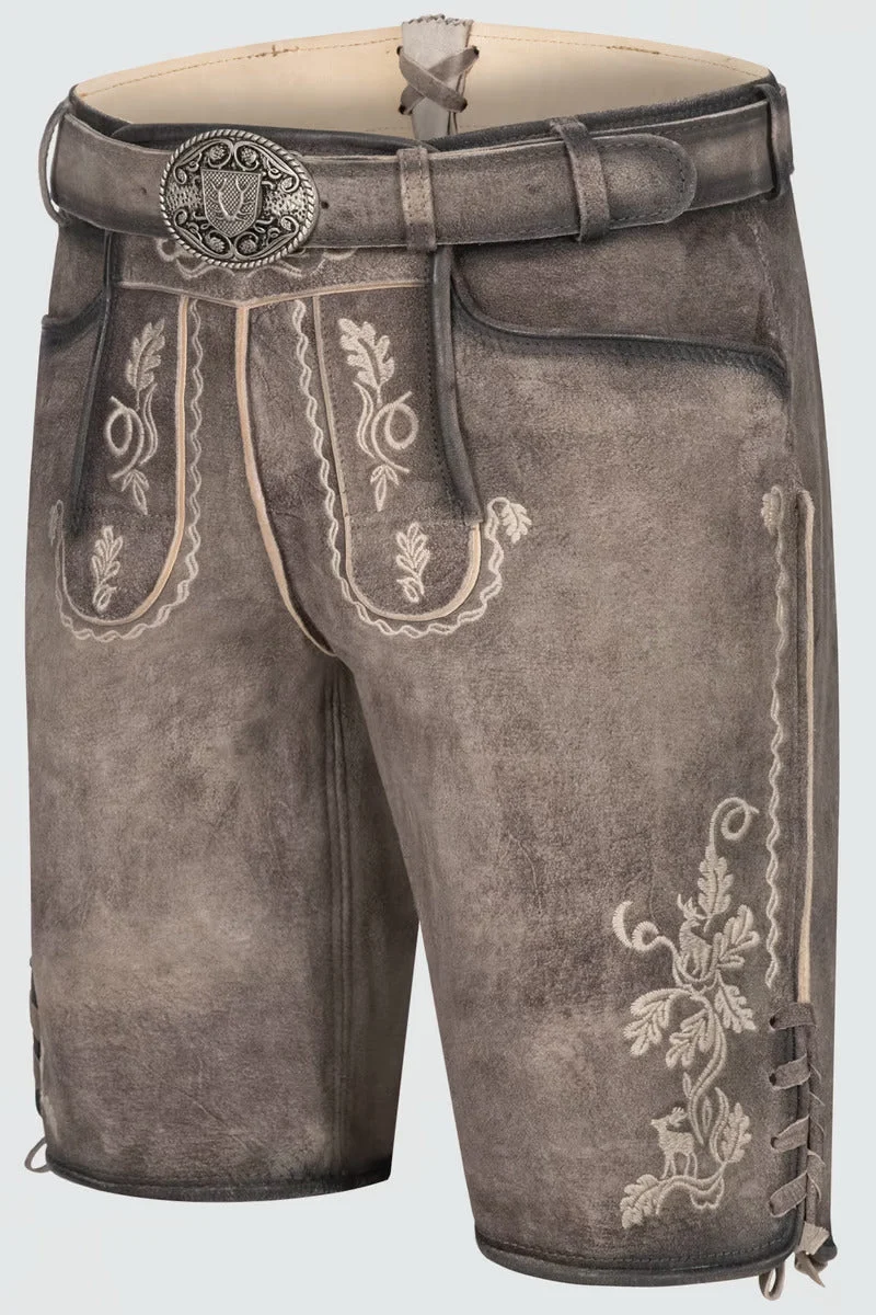 Kruger Men's Lederhosen "Ulli" with belt (grey)