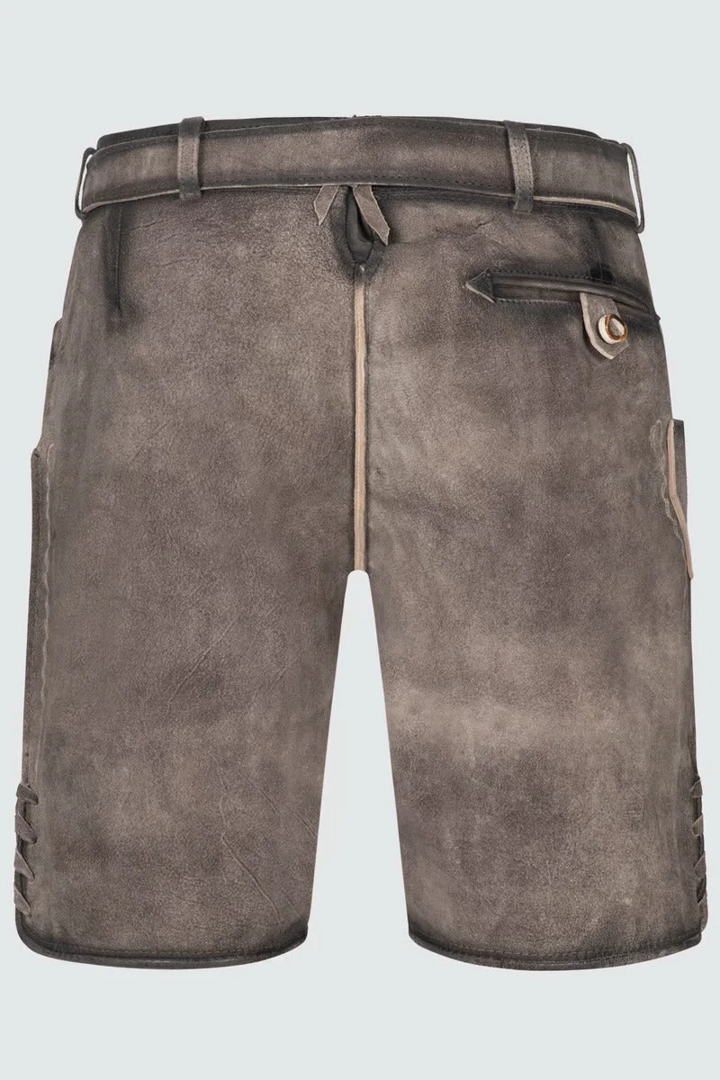 Kruger Men's Lederhosen "Ulli" with belt (grey)