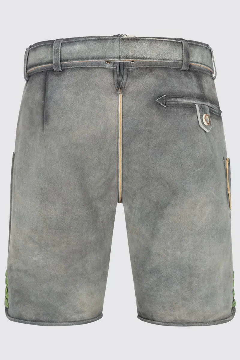 Kruger Men's Lederhosen "Charlie" with belt (gray w/green)