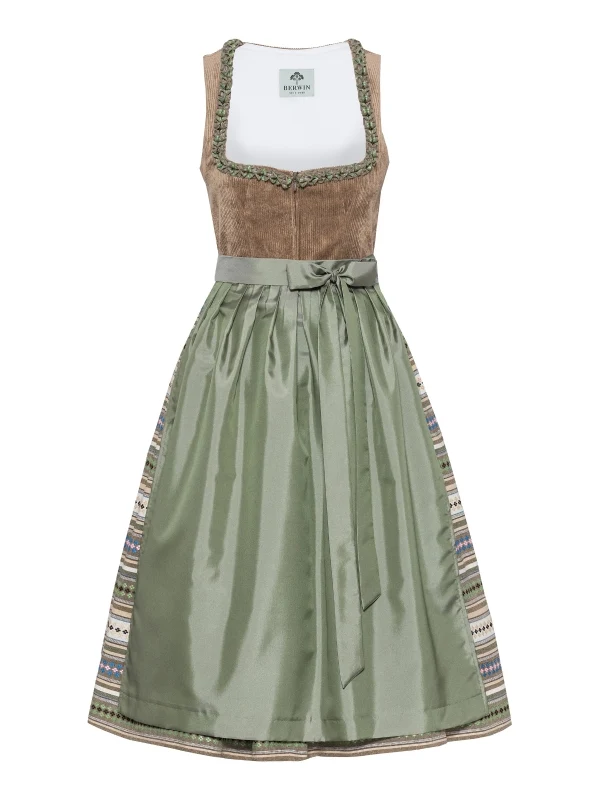 Berwin Thea Long Dirndl, Olive — 75cm 2pc Set