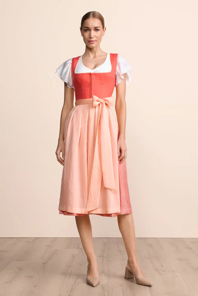 Kruger Sylphira Long Dirndl, Coral — 70cm 2pc Set