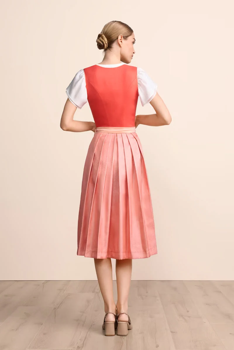 Kruger Sylphira Long Dirndl, Coral — 70cm 2pc Set