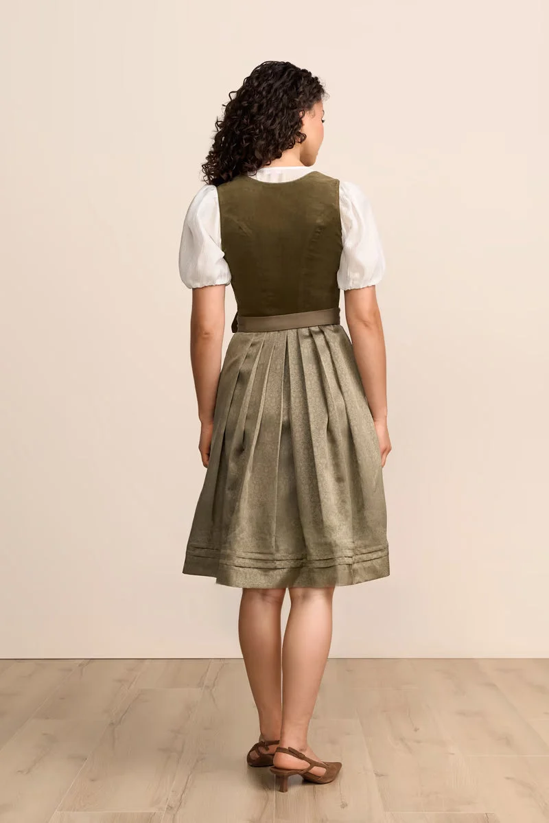 Kruger Solene Midi Dirndl, Olive — 60cm 2pc Set