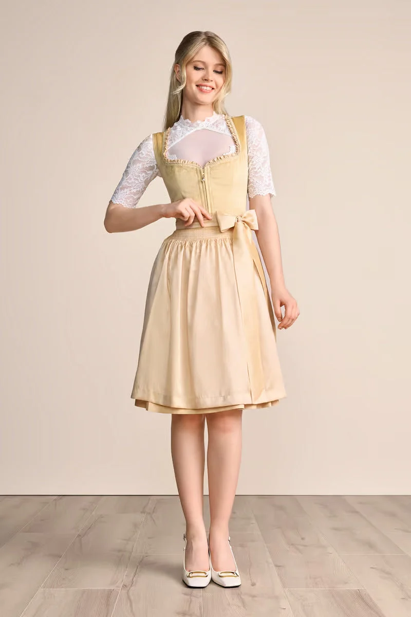 Kruger Annina Midi Dirndl, Yellow — 60cm 2pc Set