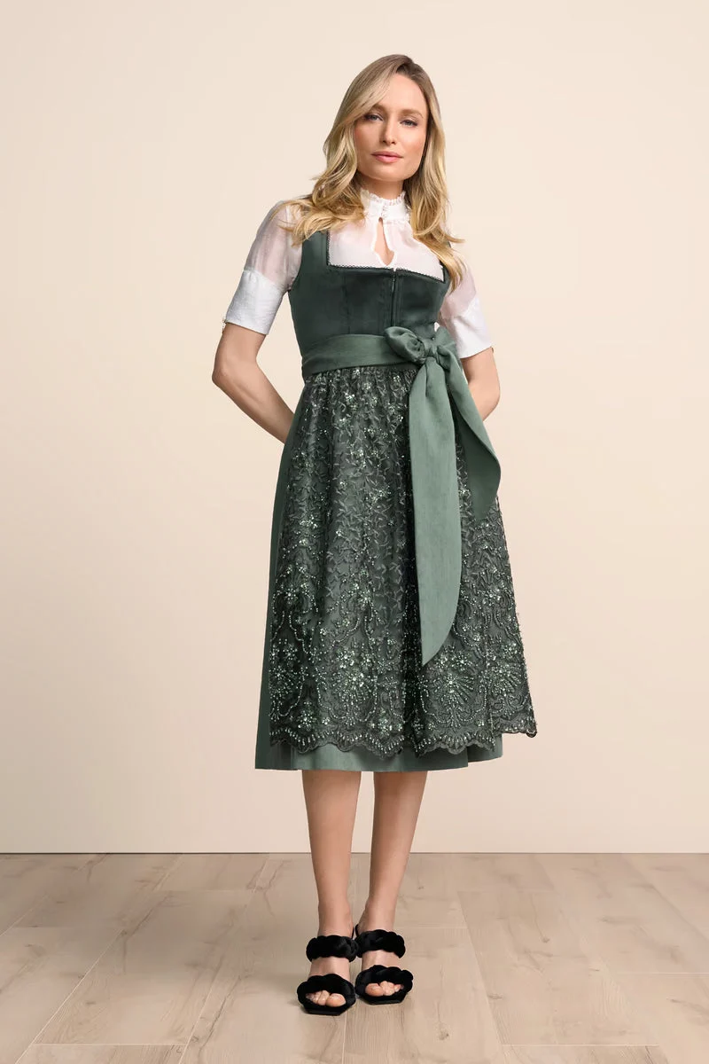 Kruger Elira Long Dirndl, Green — 70cm 2pc Set