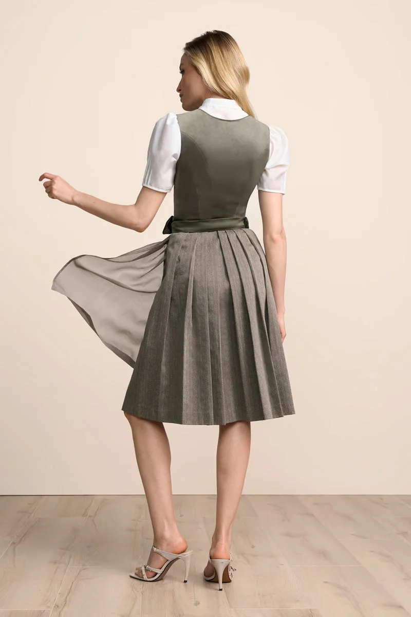 Kruger Avara Midi Dirndl, Olive — 60cm 2pc Set