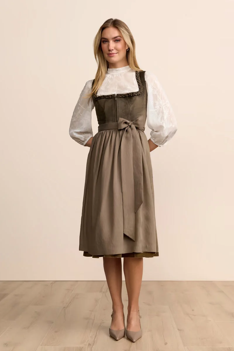 Kruger Elle Long Dirndl, Olive — 70cm 2pc Set
