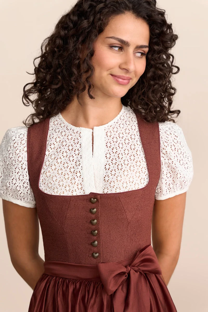 Kruger Alanna Long Dirndl, Red — 70cm 2pc Set