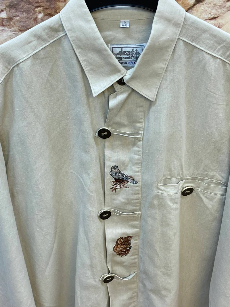 Trachtenhemd Herren Gr. 41/42 mit Stickerei