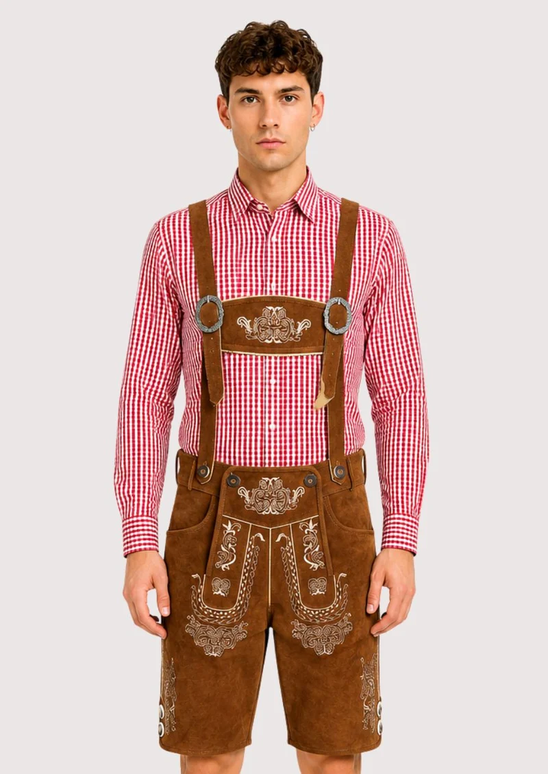 Trachten Short Lederhosen Real Shaded Brown