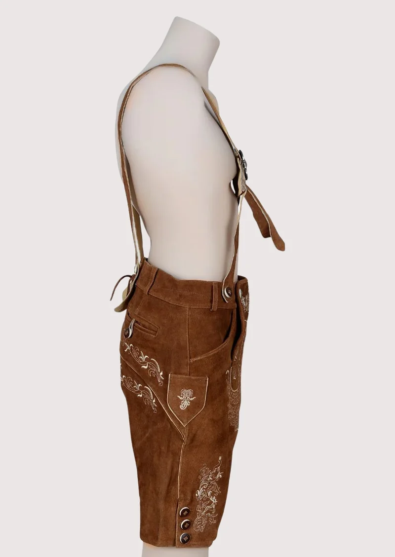 Trachten Short Lederhosen Real Shaded Brown