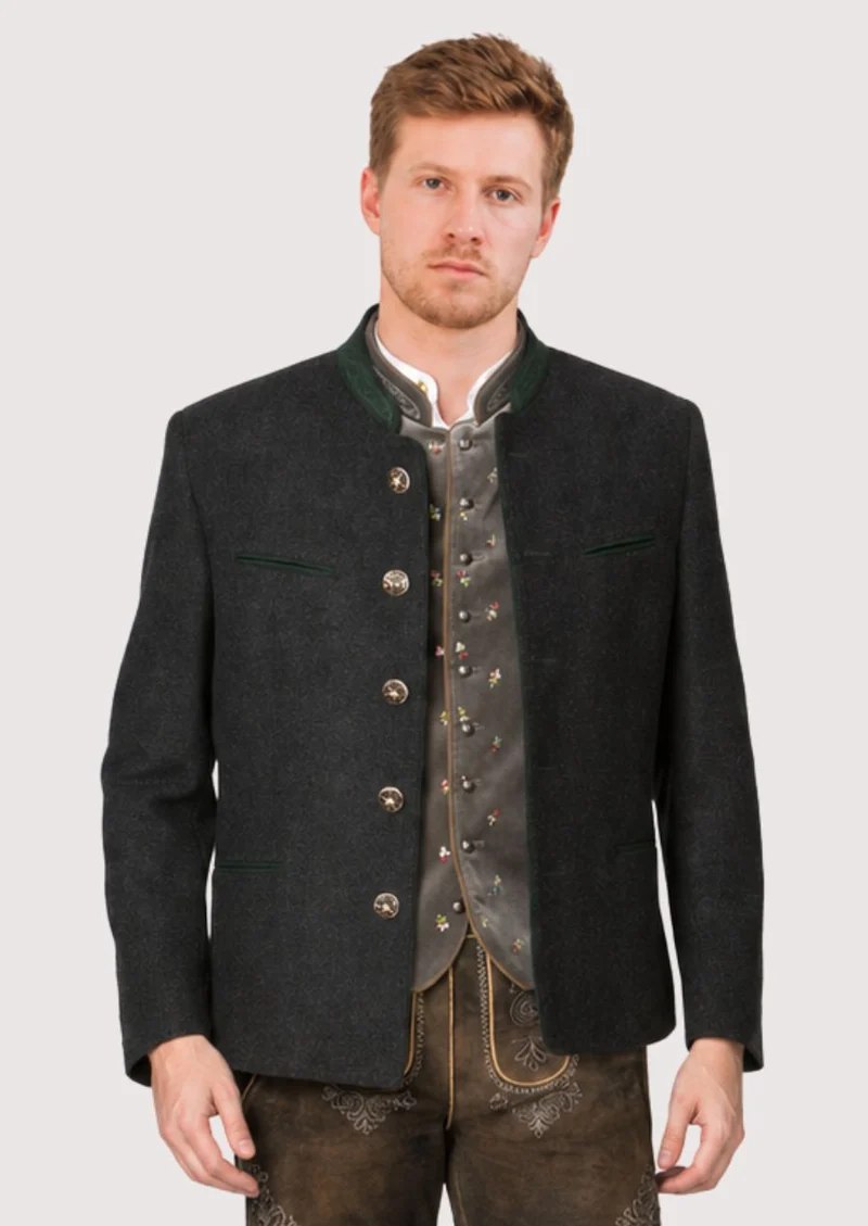 Mens Bavarian Charcoal Trachten Jacket