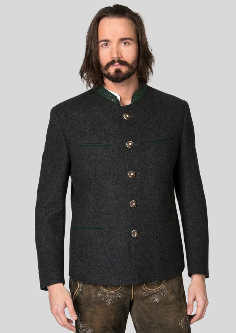 Mens Bavarian Charcoal Trachten Jacket