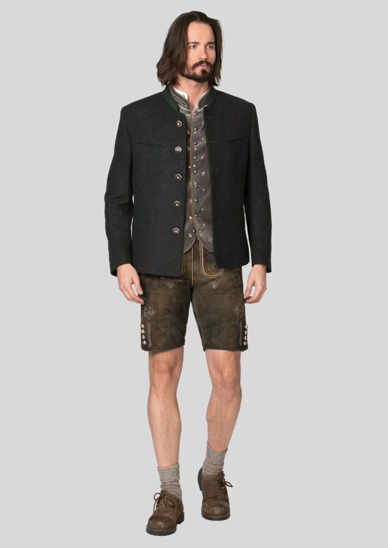 Mens Bavarian Charcoal Trachten Jacket
