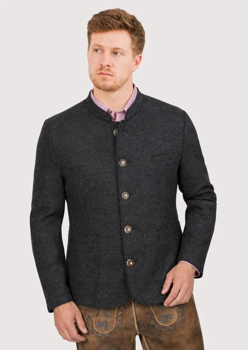 Mens Dark Grey Trachten Jacket Fit
