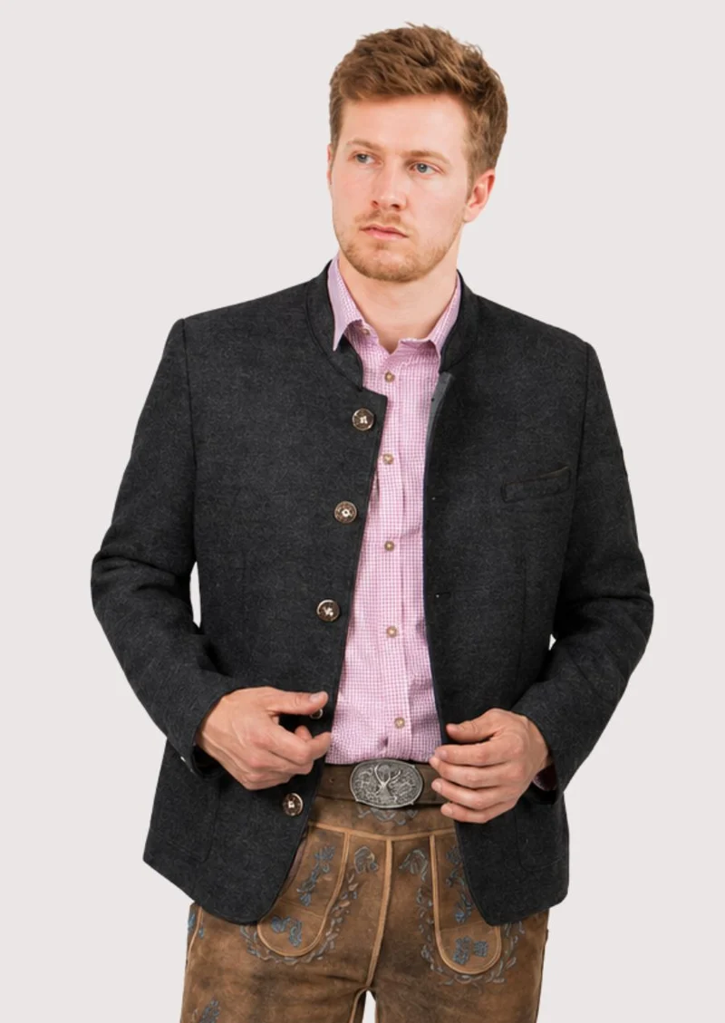 Mens Dark Grey Trachten Jacket Fit