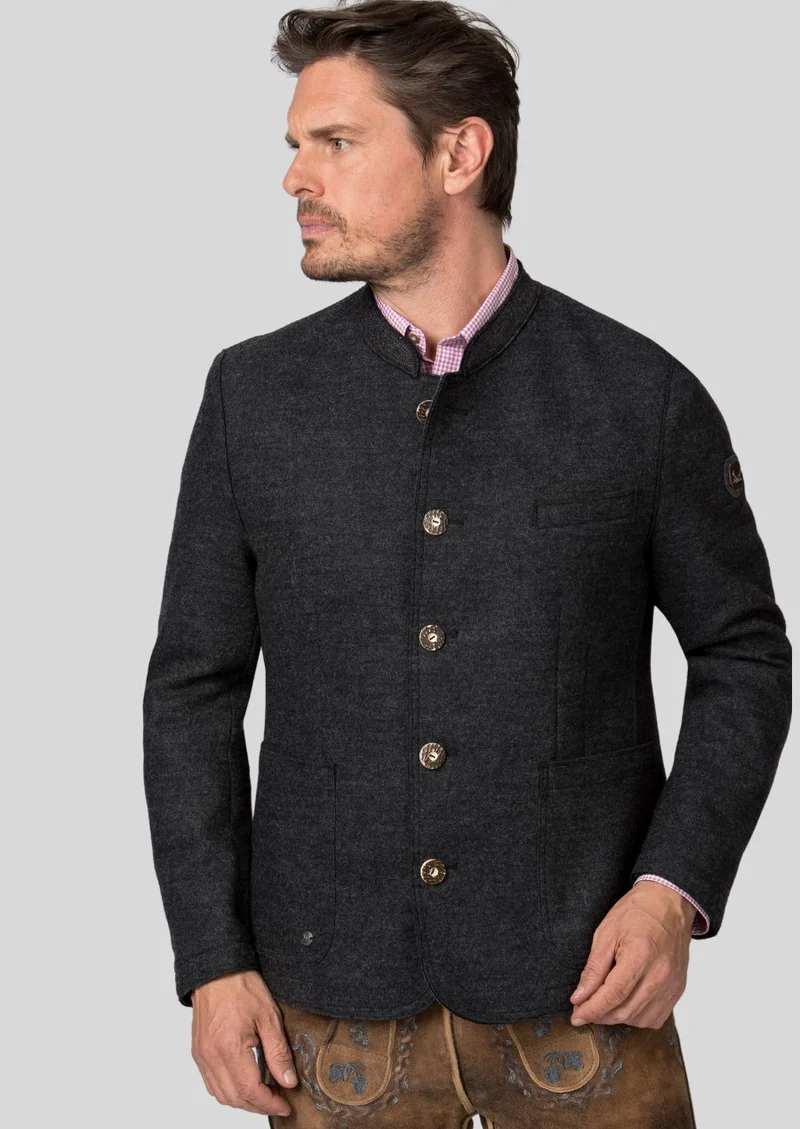 Mens Dark Grey Trachten Jacket Fit