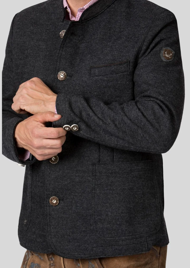 Mens Dark Grey Trachten Jacket Fit
