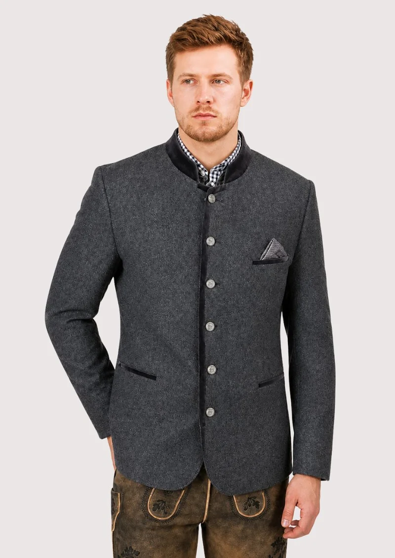 Mens Charcoal Trachten Jacket Fit