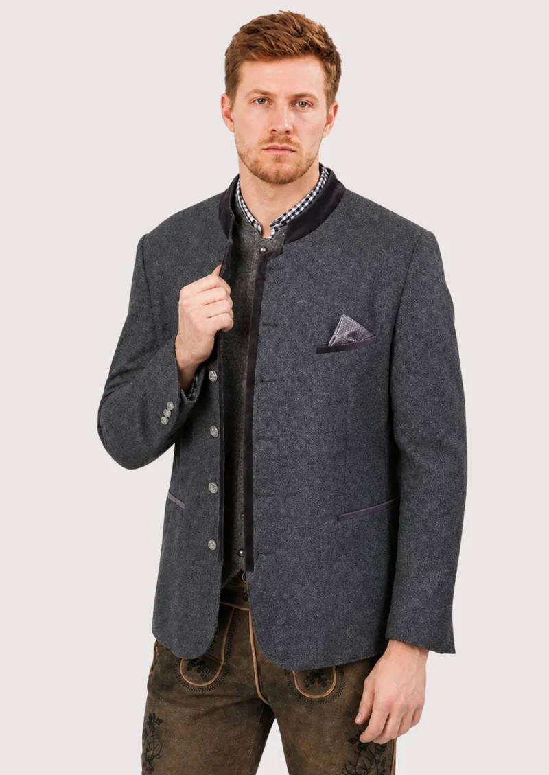 Mens Charcoal Trachten Jacket Fit