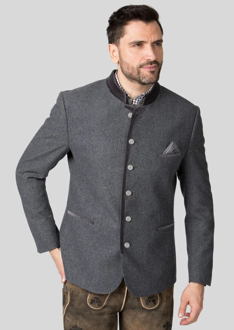 Mens Charcoal Trachten Jacket Fit