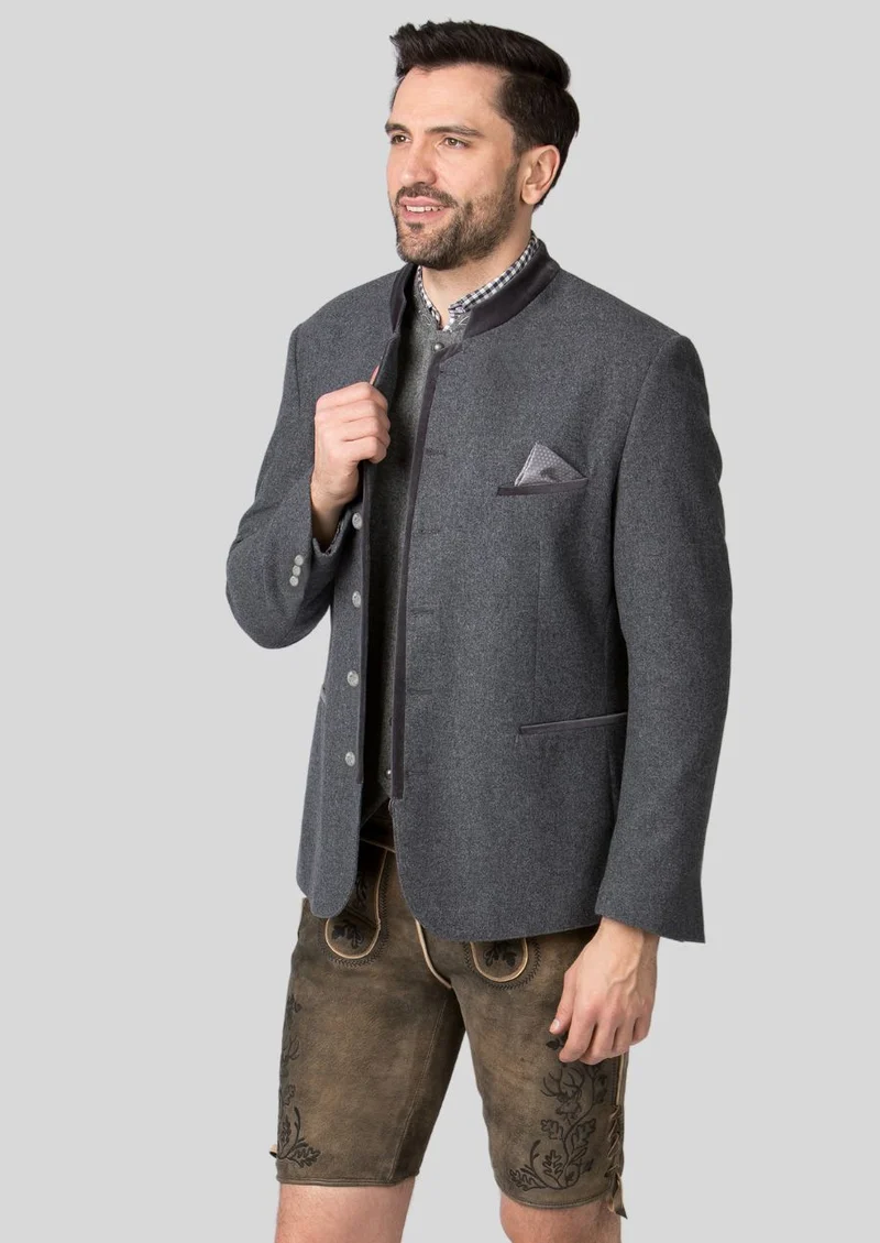 Mens Charcoal Trachten Jacket Fit