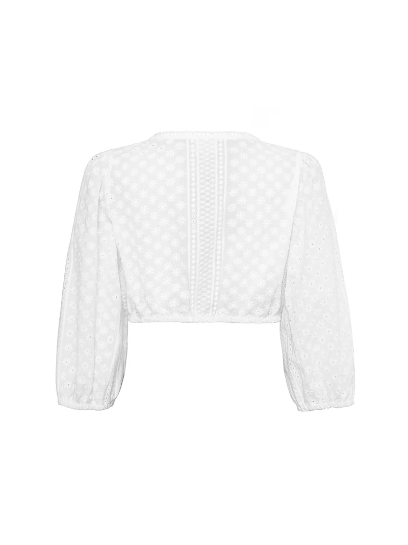 Dirndlbluse mit Streifenstickerei