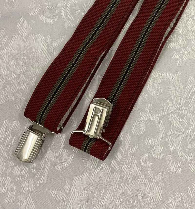 Vintage Hosenträger rot gestreift H-Form