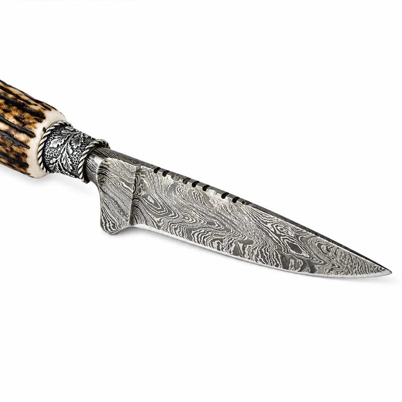 Funk Hirschhorn Trachtenmesser mit Damastklinge und Zierfigur | Bayerischer Löwe