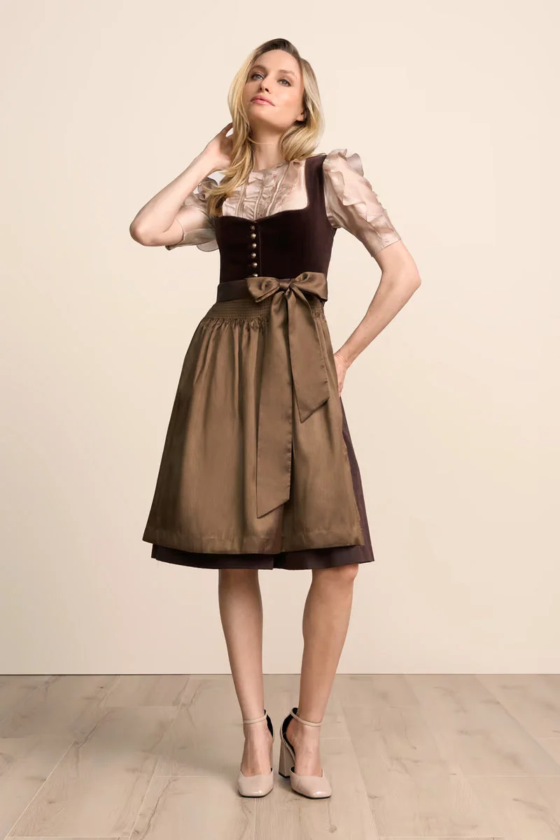 Kruger Odile Midi Dirndl, Brown — 60cm 2pc Set