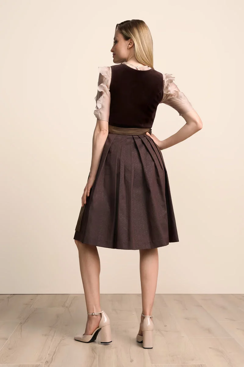 Kruger Odile Midi Dirndl, Brown — 60cm 2pc Set