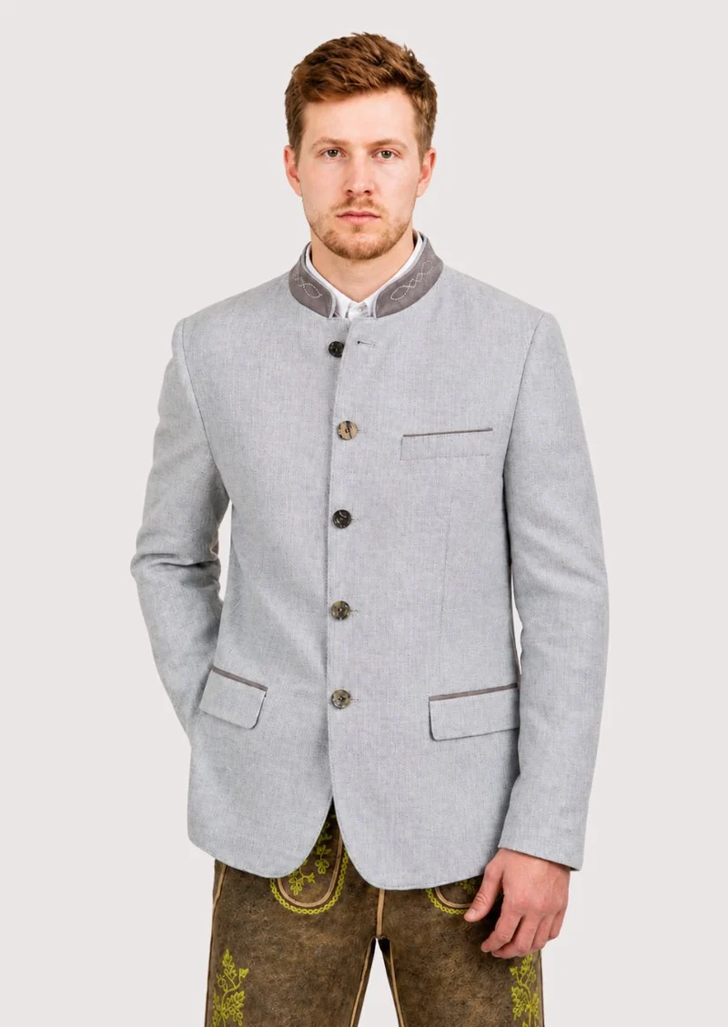 Mens Light Grey Trachten Jacket Fit