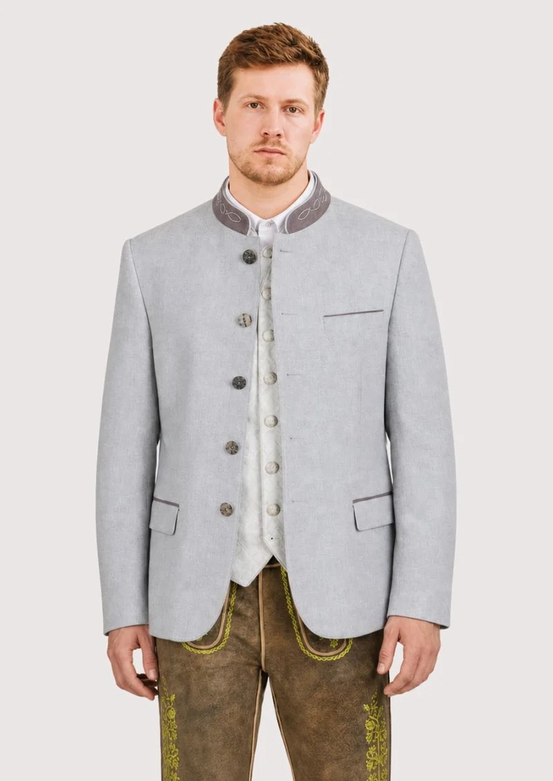 Mens Light Grey Trachten Jacket Fit
