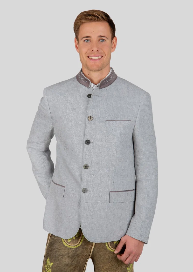 Mens Light Grey Trachten Jacket Fit