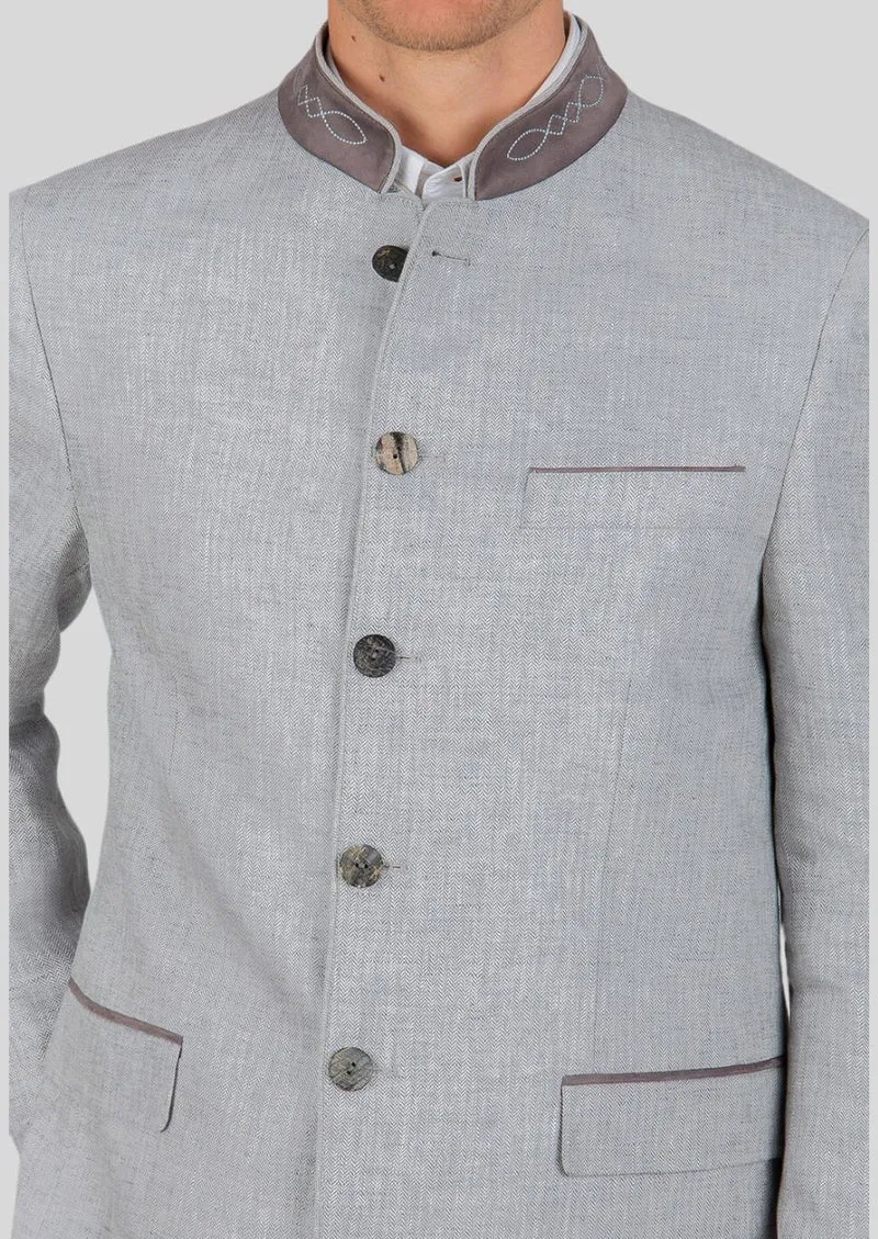 Mens Light Grey Trachten Jacket Fit