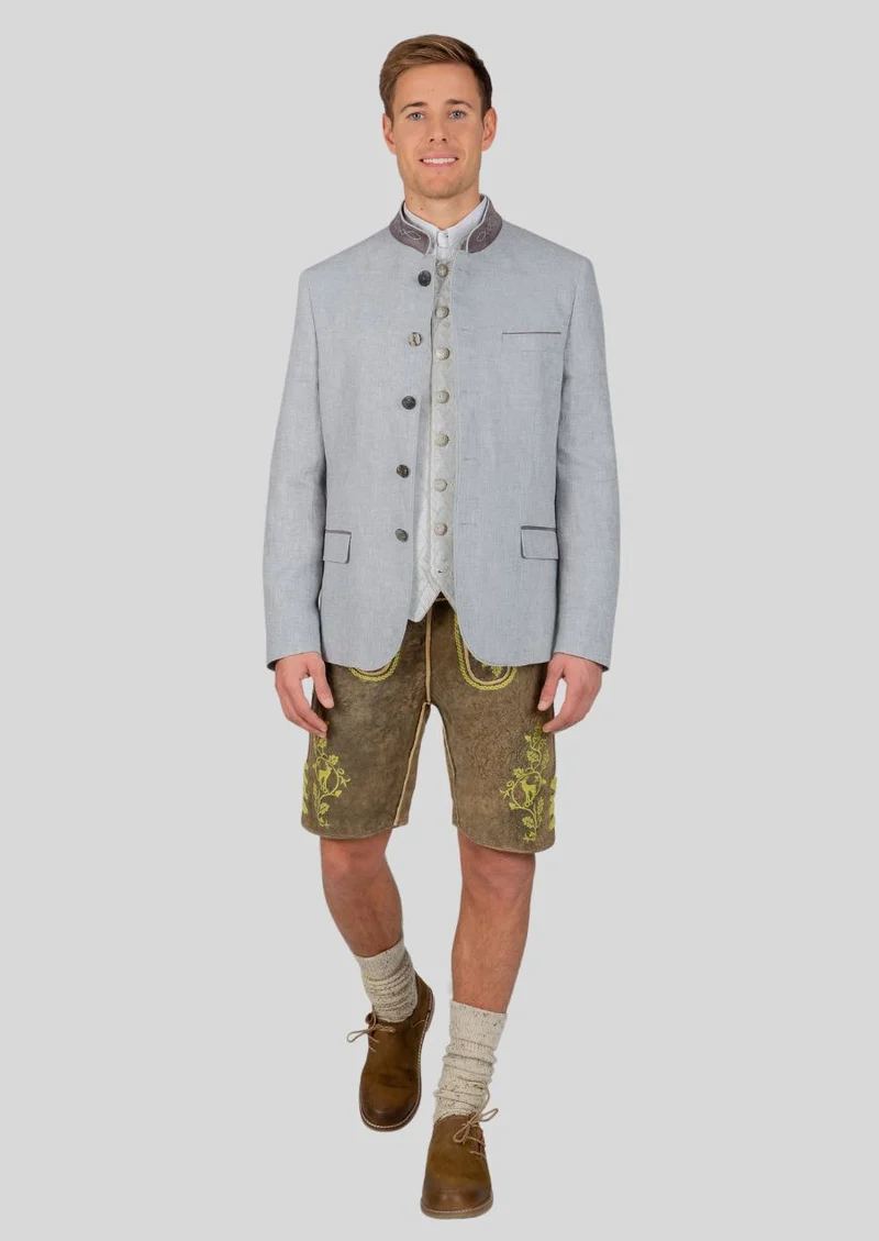 Mens Light Grey Trachten Jacket Fit