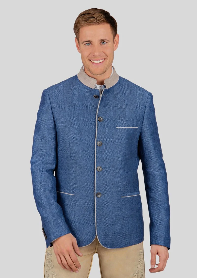 Mens Blue Trachten Jacket Slim Fit