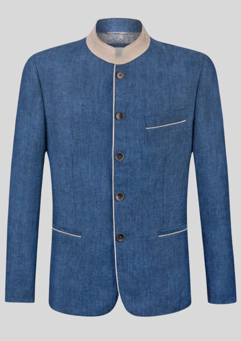 Mens Blue Trachten Jacket Slim Fit