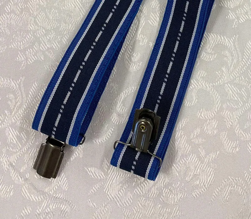 Vintage Hosenträger blau gestreift Y-Form
