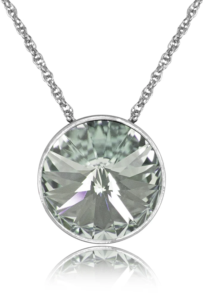 LUISIA® Halskette "Sinja" mit Premium Kristallen - 14 mm - Silber / Black Diamond