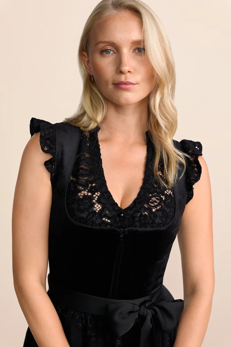 Kruger Lovira Long Dirndl, Black — 70cm 2pc Set