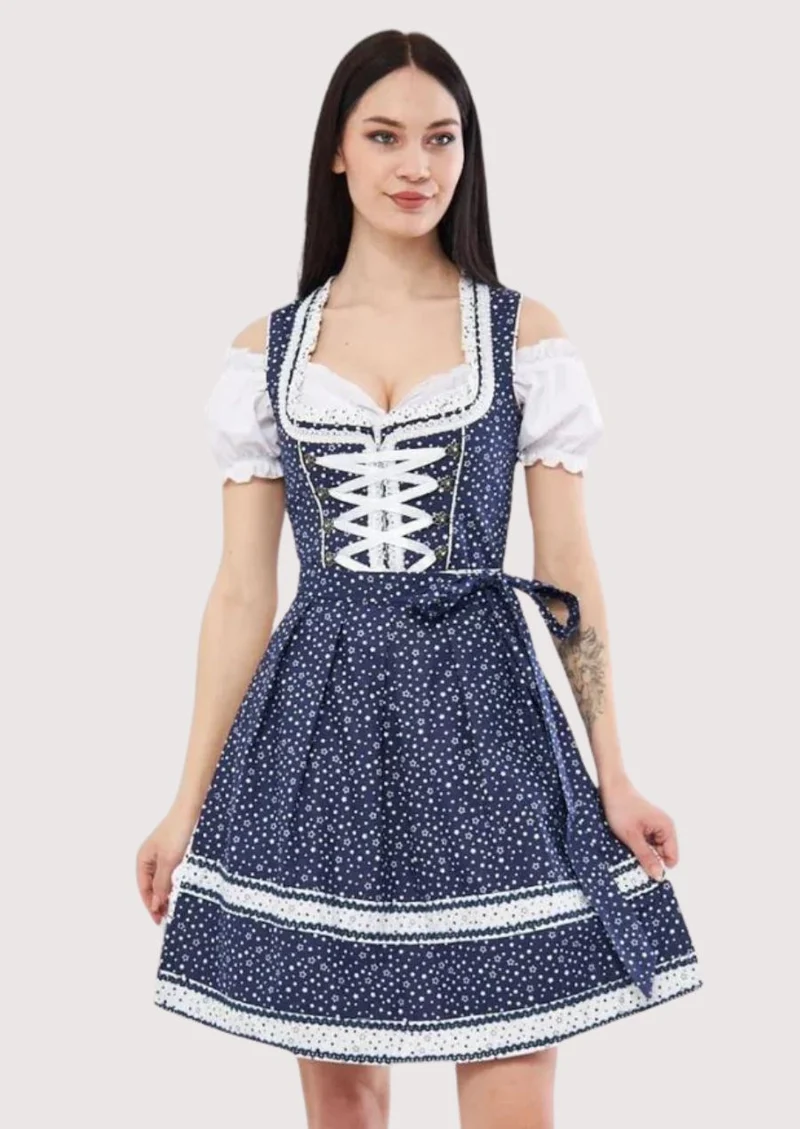 Women’s Navy Floral Dirndl Dress
