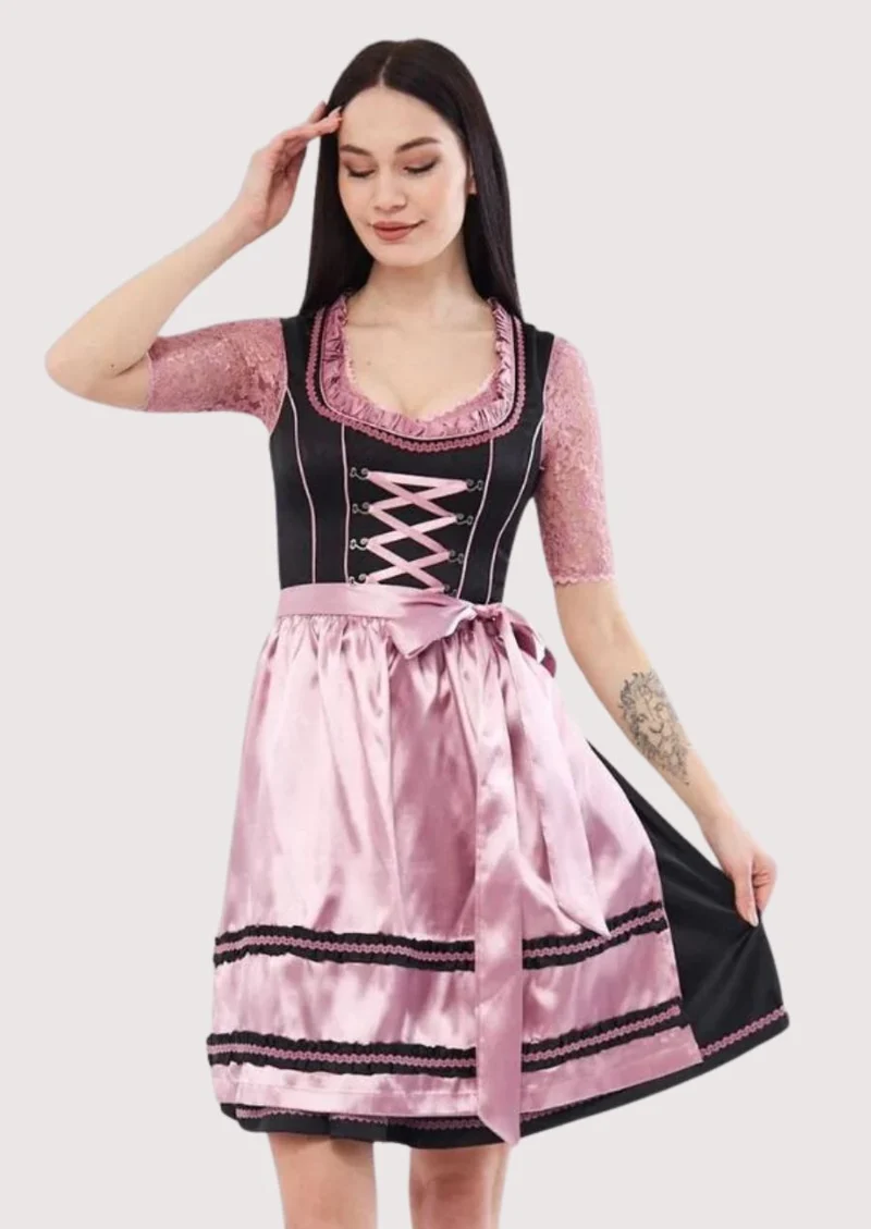 Women’s Satin Pink Dirndl Outfit Wear