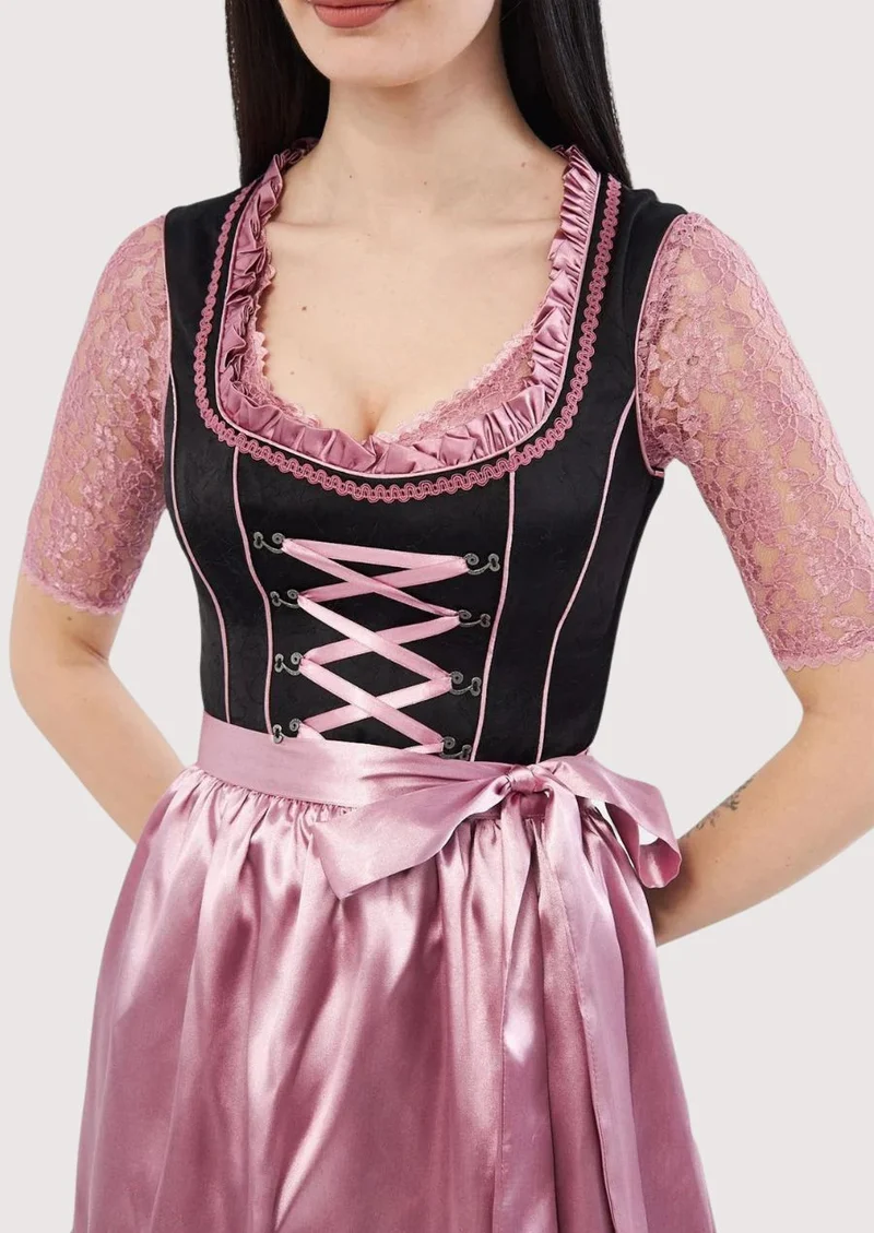 Women’s Satin Pink Dirndl Outfit Wear