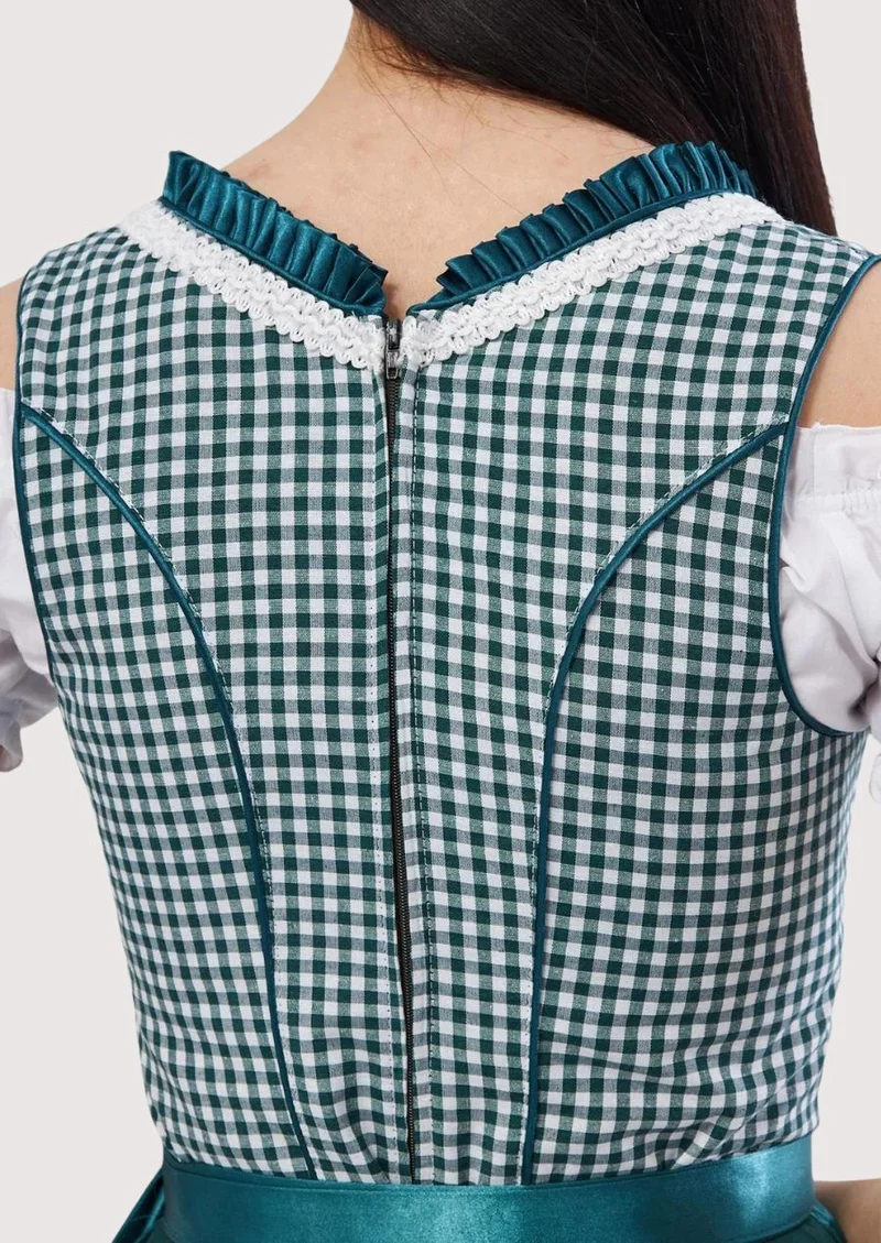 Women’s Teal Gingham Dirndl Dress