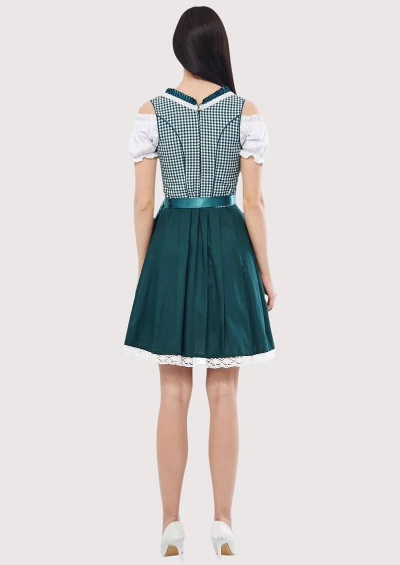 Women’s Teal Gingham Dirndl Dress