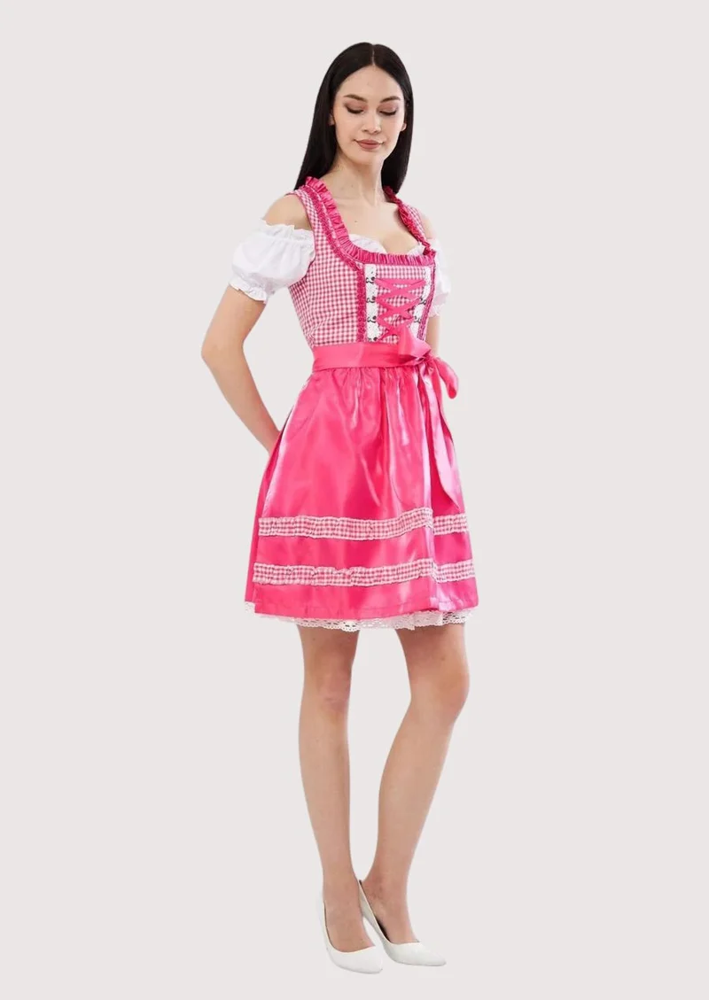 Women’s Hot Pink Satin Dirndl Outfit